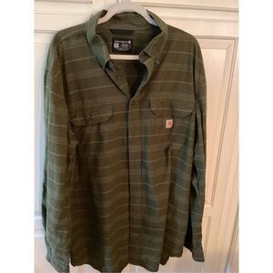 Carhartt Loose Fit Chambray Plaid Long Sleeve Shirt Sz XLT